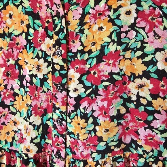 EUC LIKE NEW ALMOST FAMOUS GARDEN FLORAL BUTTON DOWN TIERED SHORT DRESS SIZE L - Picture 6 of 16